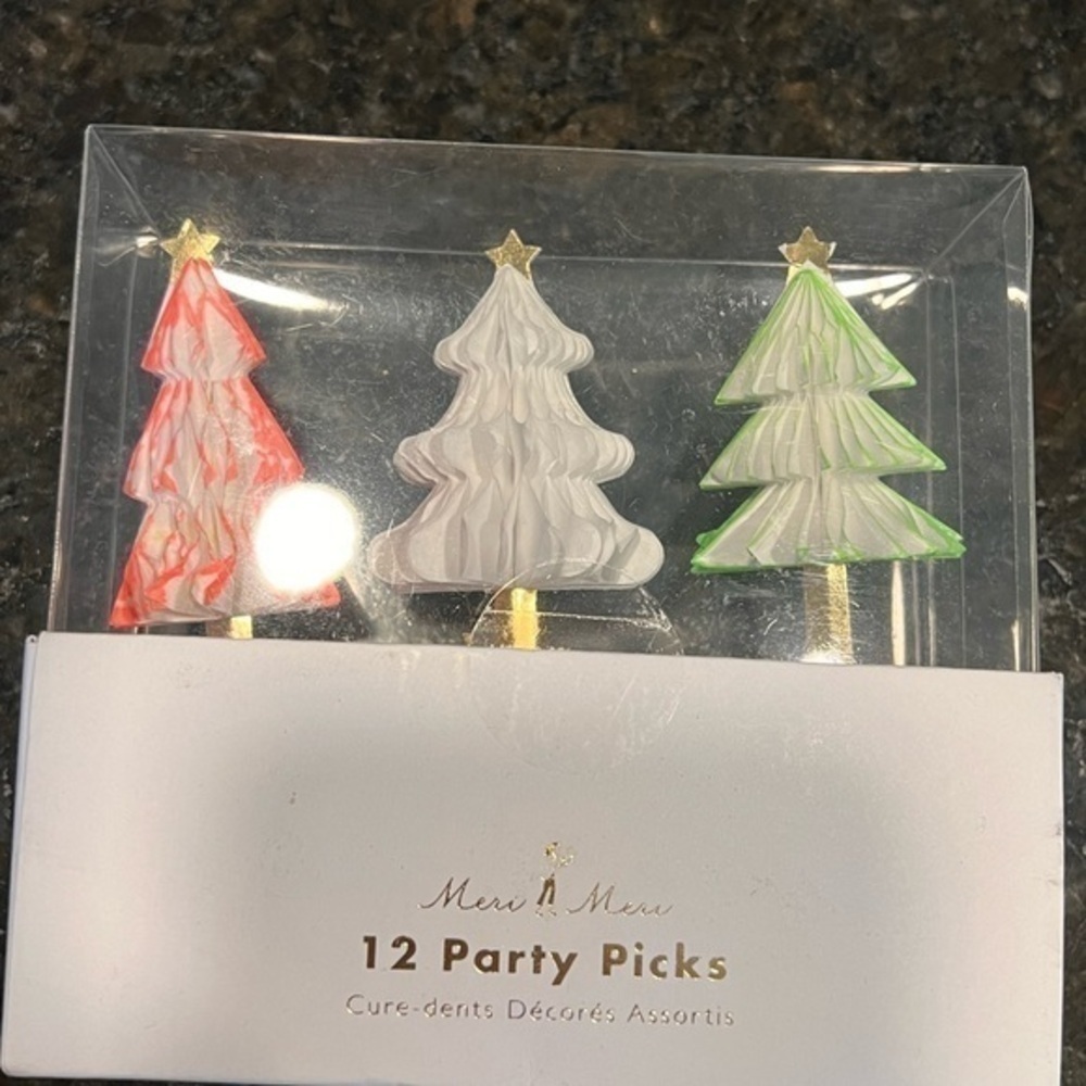 Kids 12 pack meri meri christmastree picks holiday party cupcake sweets bakery